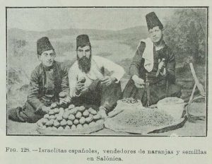 Salonica Jews in traditional clothing selling their wares