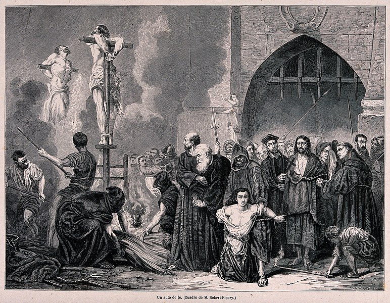 An_auto-da-fe_of_the_Spanish_Inquisition_and_the_execution_o_Wellcome_