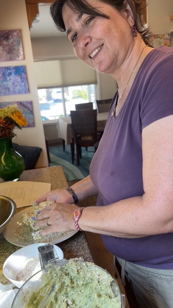 Lauren Varsano prepares the batter for Fritas De Prasa